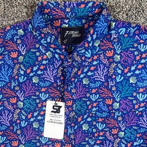 7-Strong Brand Men's XL "Coral of the Story" Button Down Performance Shirt Beach